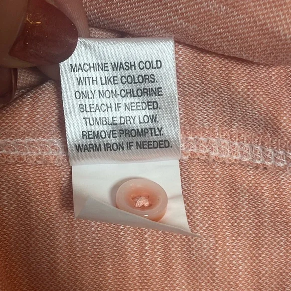 JOHNSTON & MURPHY Orange & White Striped Vintage Slub Polo Shirt Size Large - Picture 10 of 10